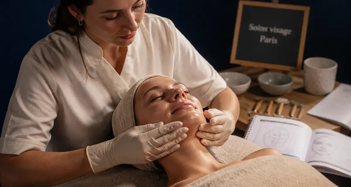 Formation soin visage Paris : esthéticienne réalise un soin kobido
