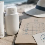 Crème solaire Zenova avis : SPF 50 affiché, texture et flacons sur table