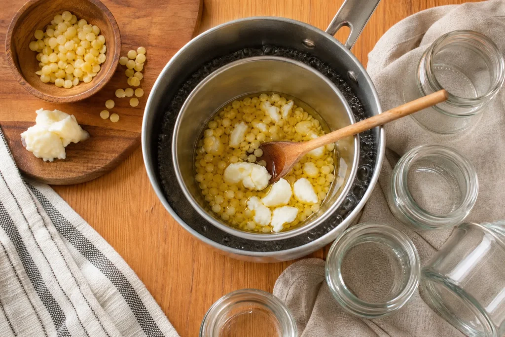 Préparation d'un baume maison au bain-marie